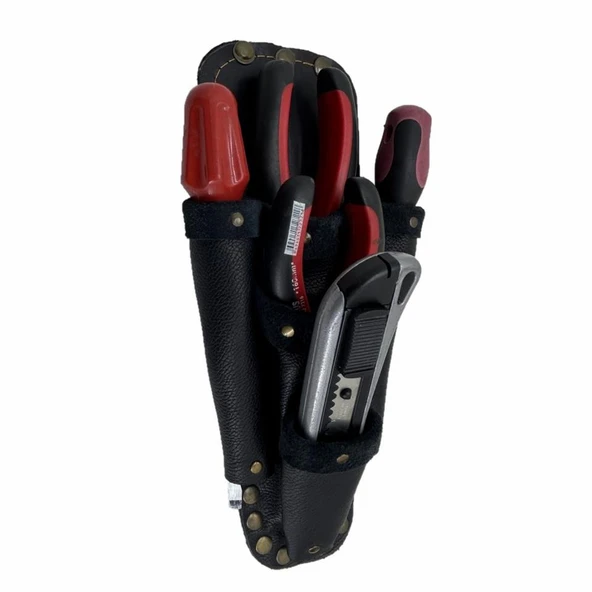 Hakiki Deri CA217 Elektrikçi Teknisyen Bel Çantası Siyah - Resim 3