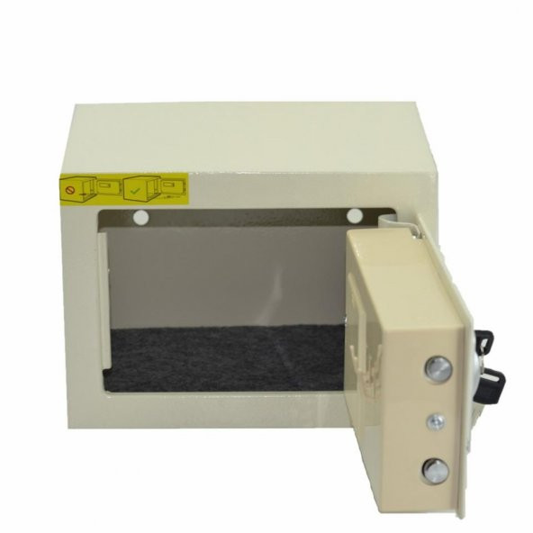 Elektronik Şifreli ve Kilitli Çelik Kutu Kasa 23x17 Krem - 5