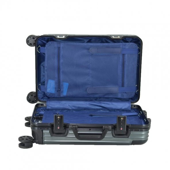 CCS 5250 Çekçekli Alüminyum Kasa Kabin Valiz Mavi - Resim 4