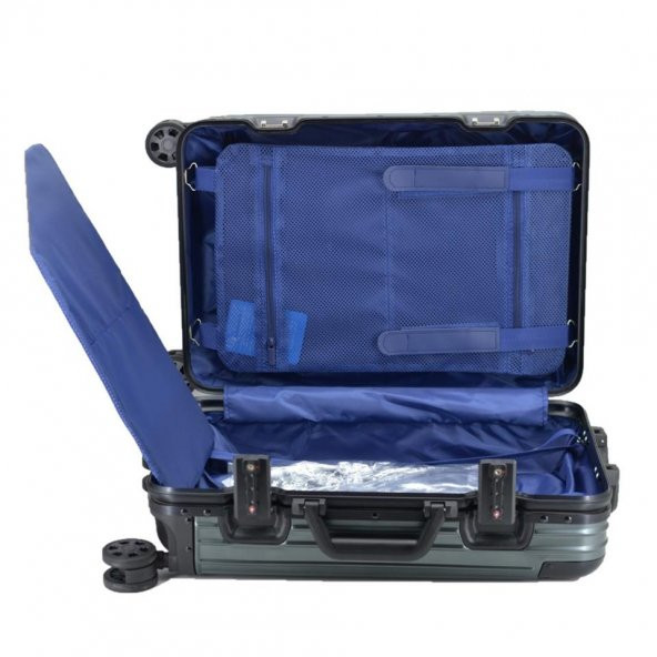 CCS 5250 Çekçekli Alüminyum Kasa Kabin Valiz Mavi - Resim 5