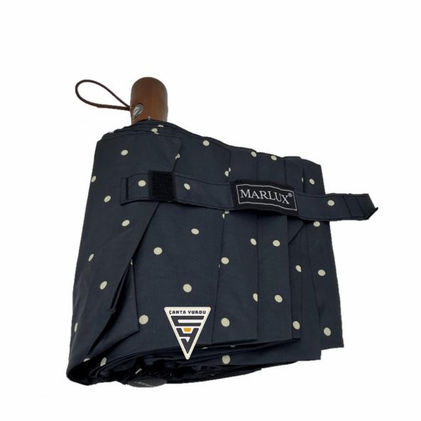 Marlux Puantiyeli Ahşap Sap Tam Otomatik Şemsiye - Resim 4