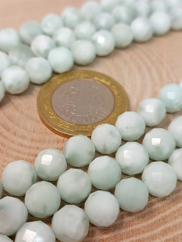 Larimar Taşı Faset Kesim YARIM Dizi 8mm (18cm uzunluğundadır) ürün görseli
