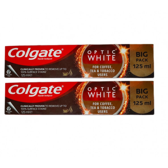 Optic White Kahve, Çay ve Tütün Kullanıcıları Için Beyazlatıcı Diş Macun 125 ml + 2 Adet