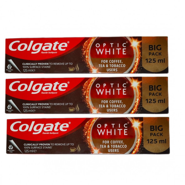Optic White Kahve, Çay ve Tütün Kullanıcıları Için Beyazlatıcı Diş Macun 125 ml + 3 Adet