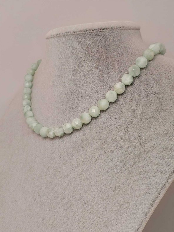 Larimar Taşı Faset Kesim Kolye 8mm (Sabit Klipsli) ürün görseli