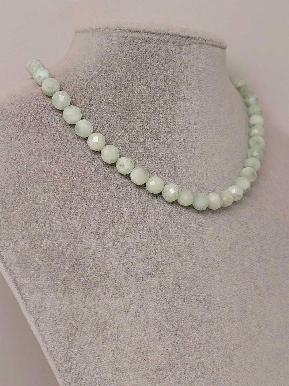 Larimar Taşı Faset Kesim Kolye 8mm (Sabit Klipsli) - Resim 2