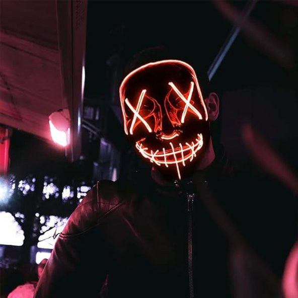 Halloween Maske Neon Turuncu Işıklı - 2