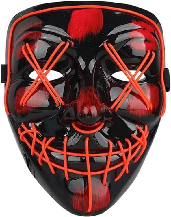 Halloween Maske Neon Turuncu Işıklı - 3