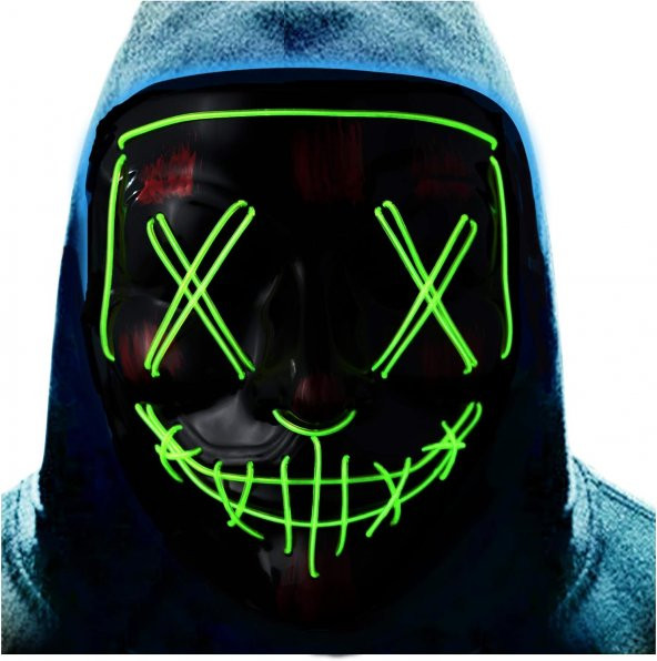 Halloween Maske Neon Yeşil Işıklı - 3