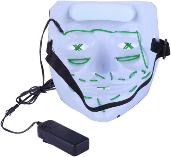 Halloween Maske Neon Yeşil Işıklı - 5