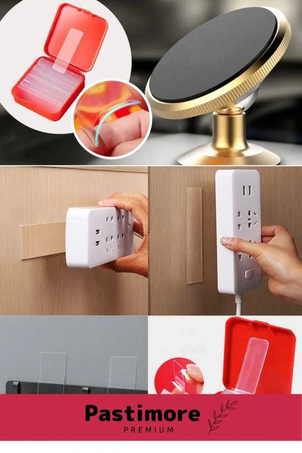 Premium Süper Güçlü Yapışkan Kolay Çıkarılabilir Çok Amaçlı 60 Parça Çift Taraflı Şeffaf Bant - 3