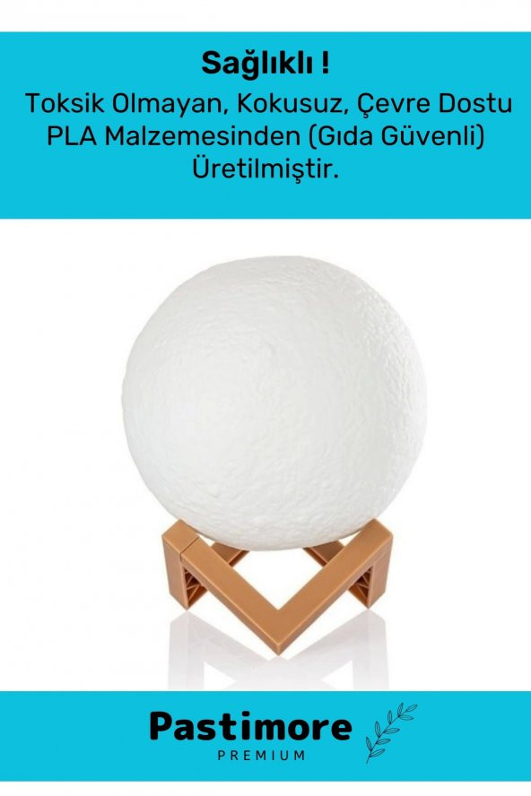 Premium Seri Çevre Korumalı 3D Standlı Küre Dekoratif Yüksek Performanslı Led Ay Gece Masa Lambası - 2