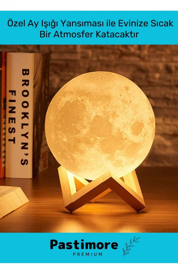 Premium Seri Çevre Korumalı 3D Standlı Küre Dekoratif Yüksek Performanslı Led Ay Gece Masa Lambası - 4