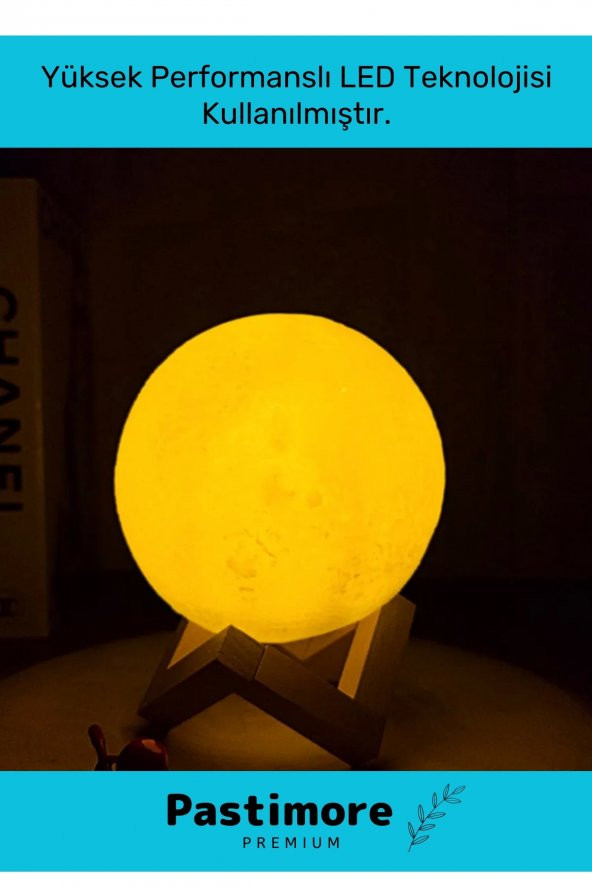 Premium Seri Çevre Korumalı 3D Standlı Küre Dekoratif Yüksek Performanslı Led Ay Gece Masa Lambası - 6