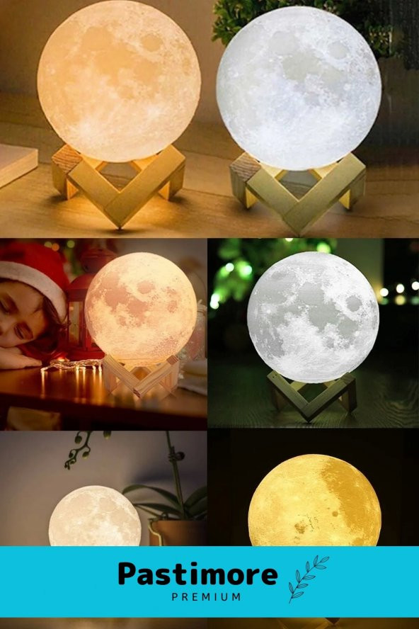 Premium Seri Çevre Korumalı 3D Standlı Küre Dekoratif Yüksek Performanslı Led Ay Gece Masa Lambası - 8