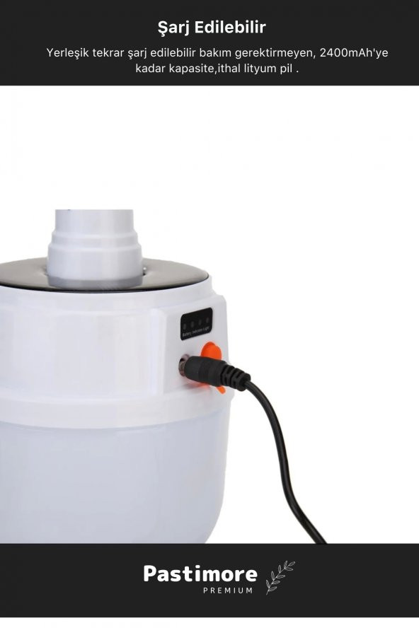 Solar Güneş Enerji ve Usb Sarjlı 5 Kanatlı Bahçe Aydınlatma LED Askılı Pratik Kamp Lamba - 2
