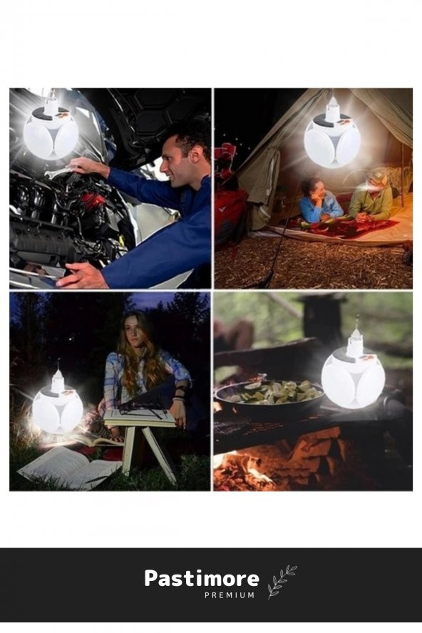 Solar Güneş Enerji ve Usb Sarjlı 5 Kanatlı Bahçe Aydınlatma LED Askılı Pratik Kamp Lamba - 5
