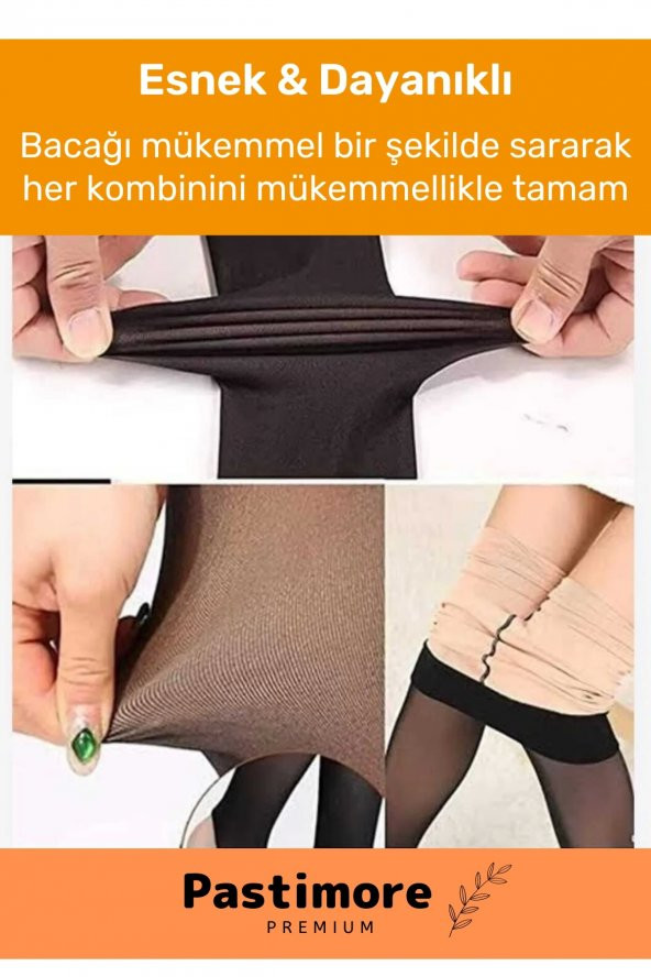 Kuasar Series Sıcak Tutan Ince Siyah Çorap Ten Görünümlü Termal Içli Peluş Polarlı Külotlu Çorap - 5