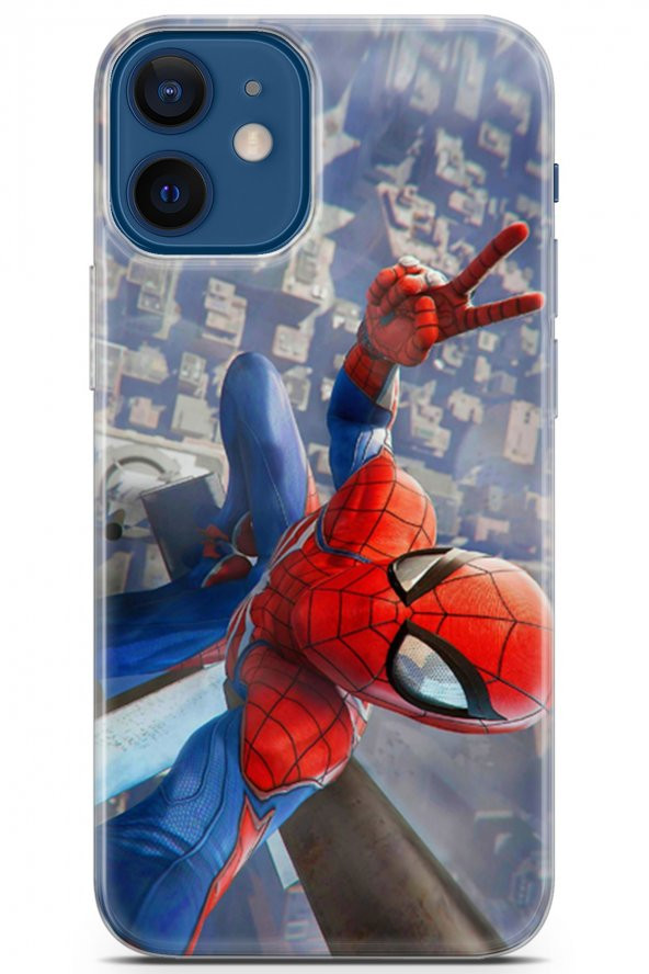 Apple iPhone 12 Mini Uyumlu Kılıf Opus 21 Spiderman Tablo Darbe Önleyici Kapak Sunset