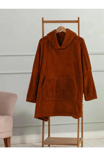 Wellsoft Kapşonlu Giyilebilir Tv Battaniyesi Unisex Over Size - 7