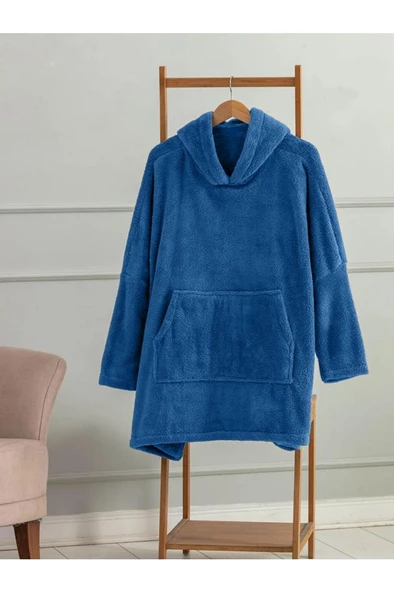 Wellsoft Kapşonlu Giyilebilir Tv Battaniyesi Unisex Over Size - 3