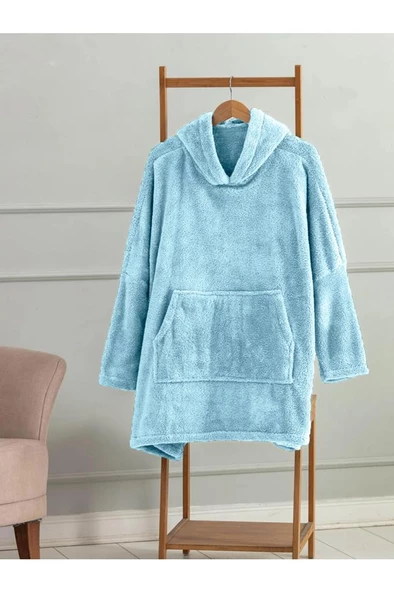 Wellsoft Kapşonlu Giyilebilir Tv Battaniyesi Unisex Over Size - 10