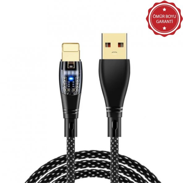ScHitec 6A 120W UsbA to Lightning 1Metre Hızlı Data ve Şarj Kablosu Siyah YK233S - 1