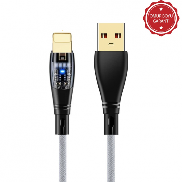 ScHitec 6A 120W UsbA to Lightning 1Metre Hızlı Data ve Şarj Kablosu Beyaz Ömür Boyu Garanti YK233B