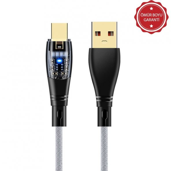 ScHitec 6A 120W UsbA to Type-C 1Metre Hızlı Data ve Şarj Kablosu Beyaz Ömür Boyu Garanti YK234B