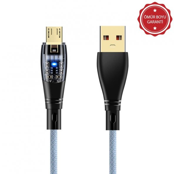 ScHitec 6A 120W UsbA to Micro 1Metre Hızlı Data ve Şarj Kablosu Mavi YK232M ürün görseli 1