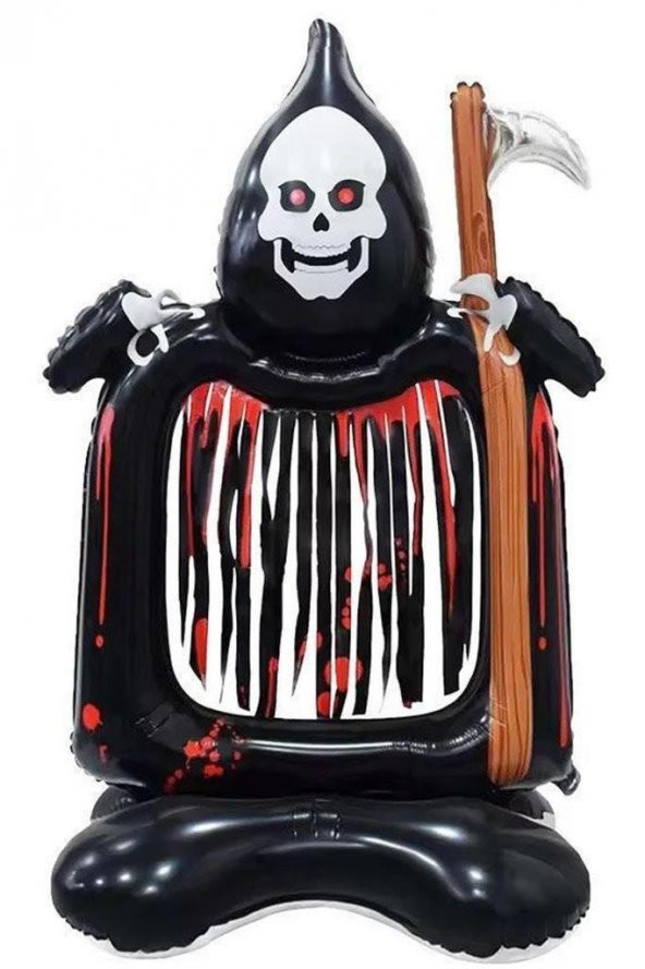 Beysüs Halloween Cadılar Bayramı Ayaklı Folyo Balon Azrail Püsküllü - 1