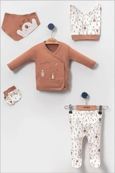 Necix Unisex Bebek Baskılı Hastane Çıkışı 5'li