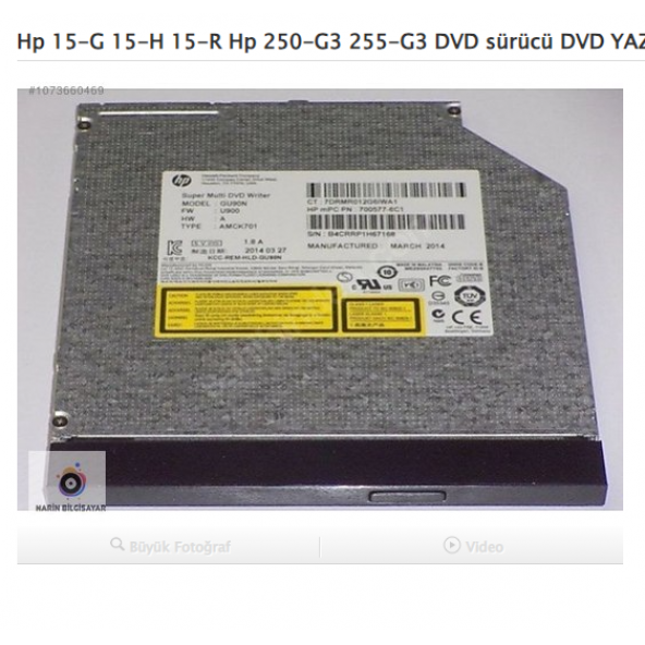 Hp 15-G 15-H 15-R Hp 250-G3 255-G3 DVD sürücü DVD YAZICI