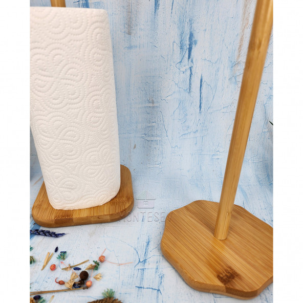 Ahşap Bambu Kağıt Havluluk Ahşap Peçetelik Mutfak Düzenleyici 2 Li Set - 3