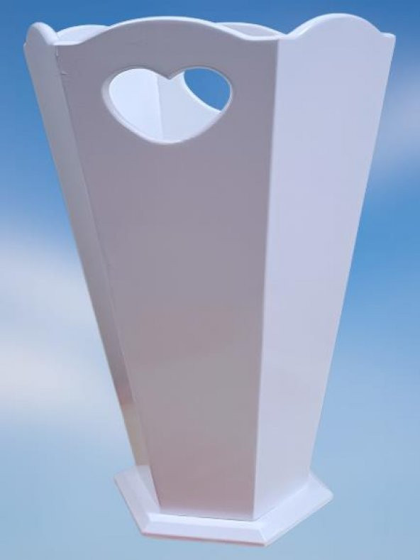 Hobi Adn 90282 Dekoratif Şemsiyelik Vazos model Ahşap Mdf Beyaz Lake El Yapım - 6