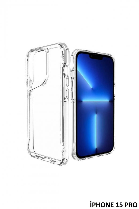 İphone 15 Pro Kılıf Kamera Çıkıntılı Şeffaf Darbe Emici Sert Silikon Kapak T-Max ürün görseli