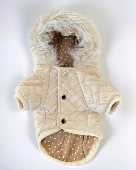 Cream Comfy Köpek Montu, Köpek Ceketi, Köpek Dış Giyim - Resim 12