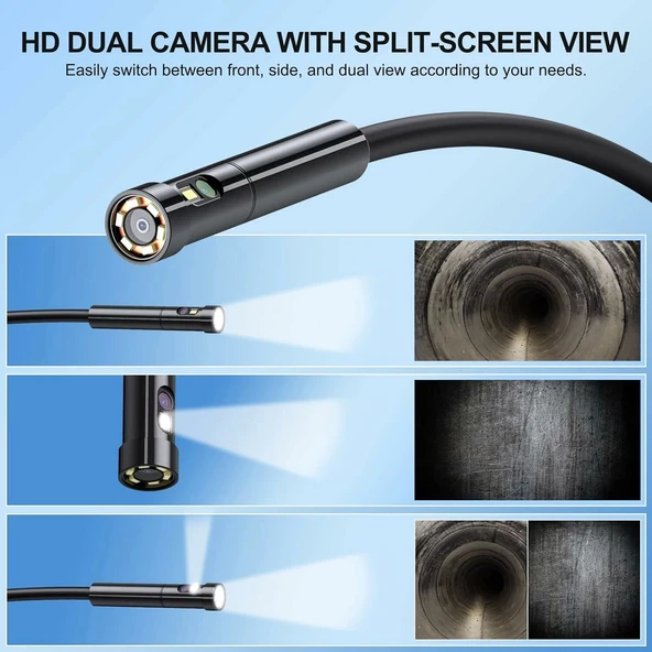 NIDAGE Çift Lensli 1080P HD Endoskop Kamerası - 5 Inc Ekran - 3.5m Kablo - 2