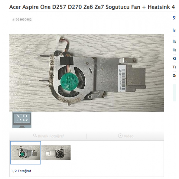 Acer Aspire One D257 D270 Ze6 Ze7 Sogutucu Fan + Heatsink 4 PİN