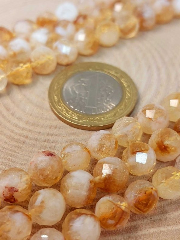 Sitrin Taşı Faset Kesim YARIM Dizi 8mm (18cm uzunluğundadır) (42550) ürün görseli