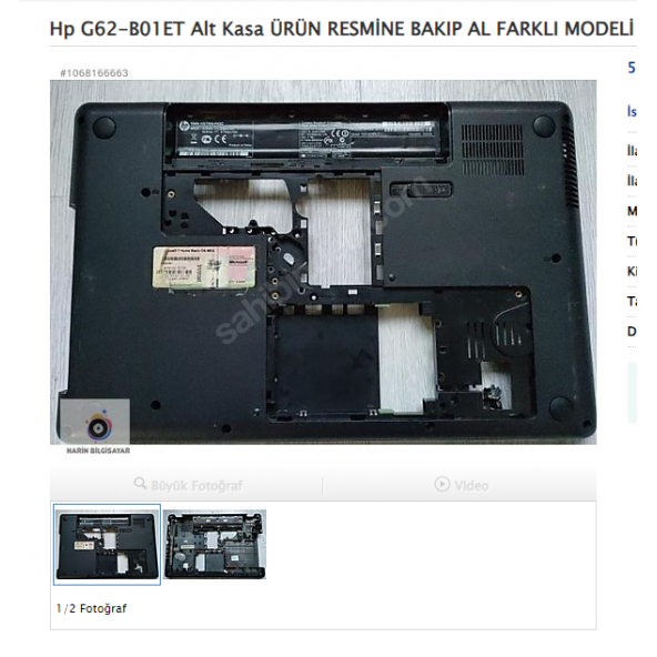 Hp G62 B01ET Alt Kasa ÜRÜN RESMİNE BAKIP AL FARKLI MODELİ VAR