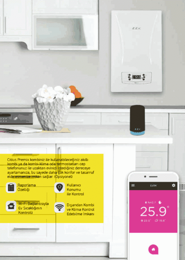 Eca Citius Premix 24 kW - A Enerji Sınıfı, 16 Emniyet Sistemi, Tam Yoğuşmalı Kombi - 4