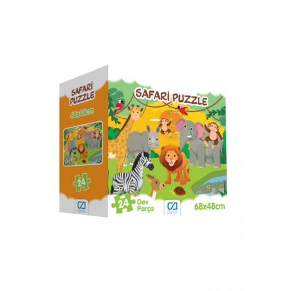 Ca Games 24 Parça Safari Yer Puzzle 5232, Çocuklar İçin Hayvanlı Yer Puzzle