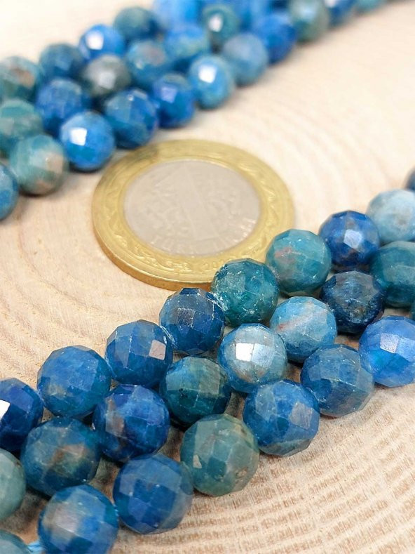 Apatit Taşı Faset Kesim YARIM Dizi 8mm (18cm uzunluğundadır) ürün görseli