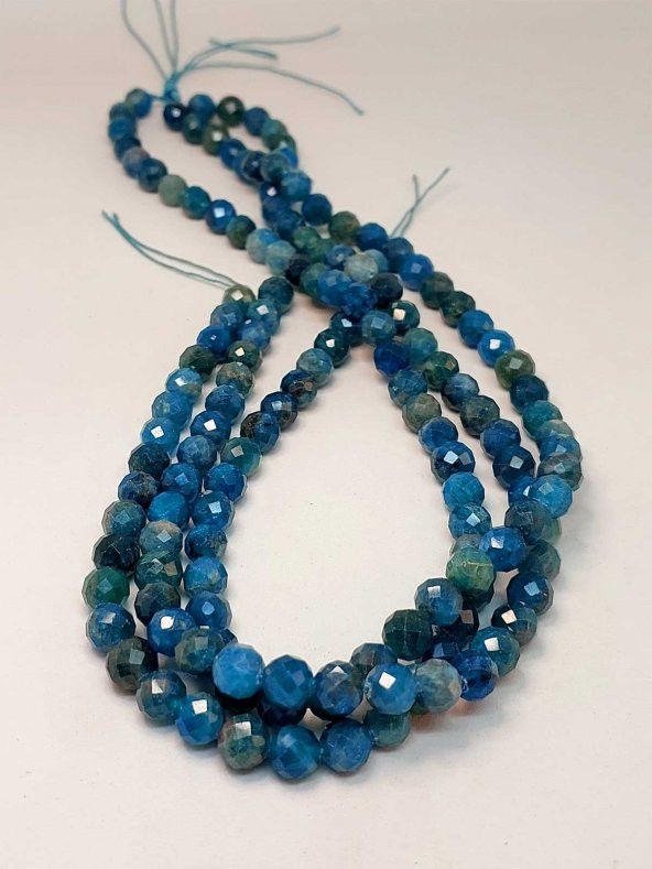 Apatit Taşı Faset Kesim YARIM Dizi 8mm (18cm uzunluğundadır) - Resim 3