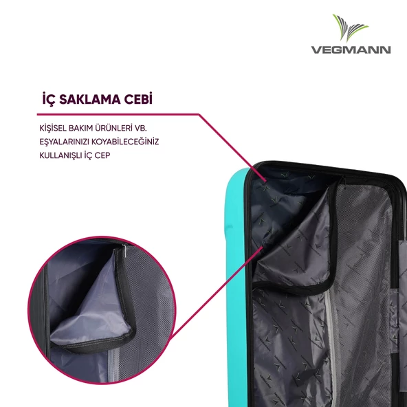Vegmann Vela Su Yeşili Büyük Boy Valiz - 4