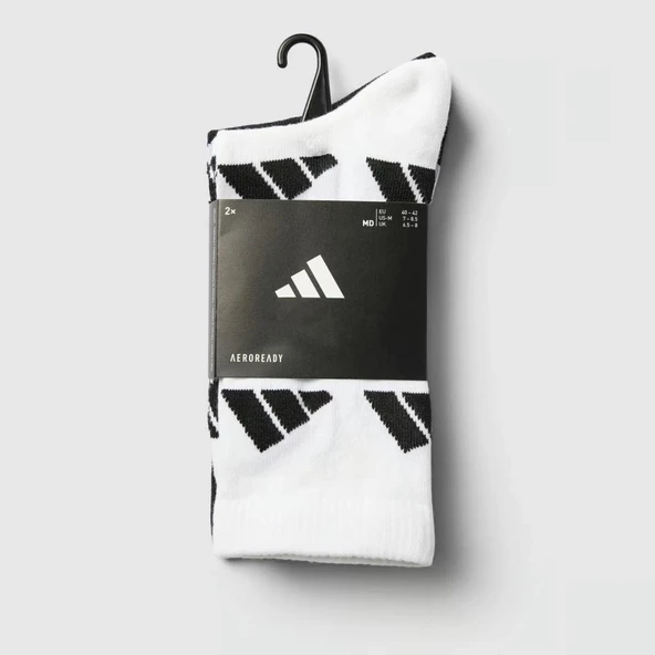 Adidas HT3462 Aeroready 2Li Siyah Beyaz Spor Çorap - 2
