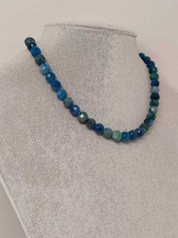 Apatit Taşı Faset Kesim Kolye 8mm (Sabit Klipsli) ürün görseli