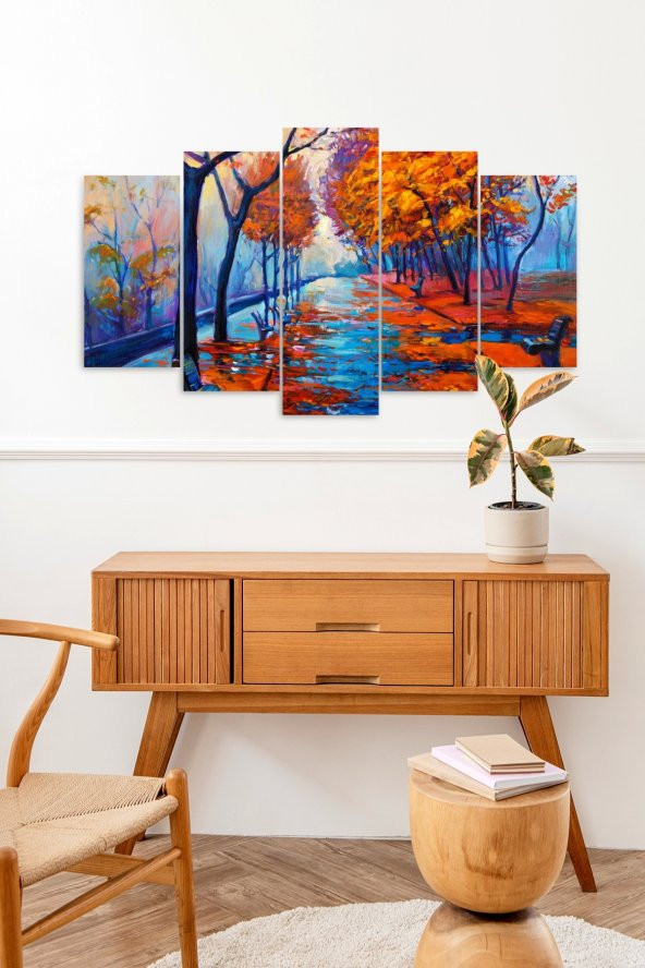 Sonbahar Cadde 5 Parçalı Mdf Tablo - 1