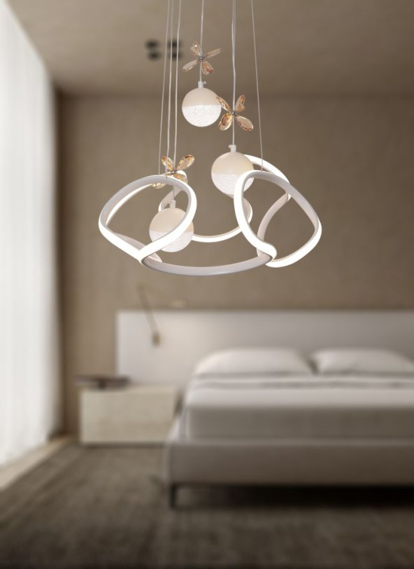 TT Aydınlatma TT307-3TPL-BY  Helezon Modeli Mat Beyaz 3 Toplu 3 Renk Modüllü Ledli Avize - Resim 2